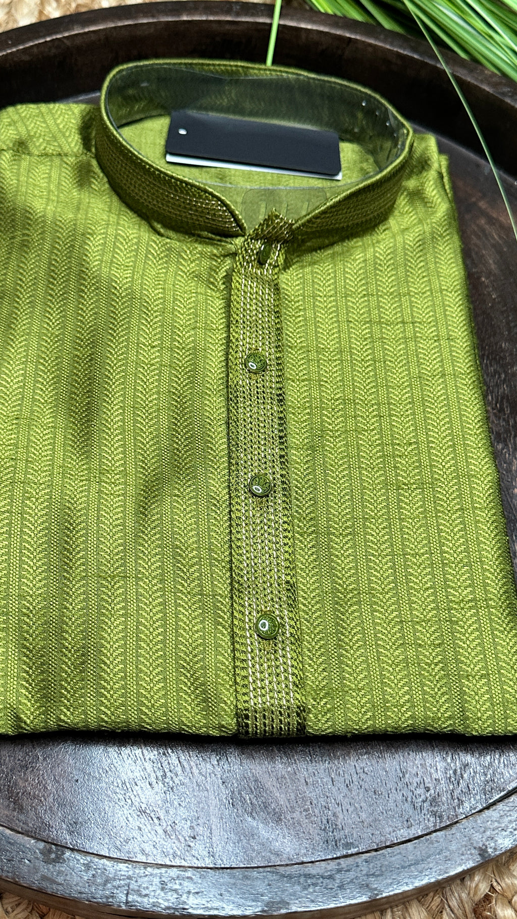 Olive green semi silk kurta - 44