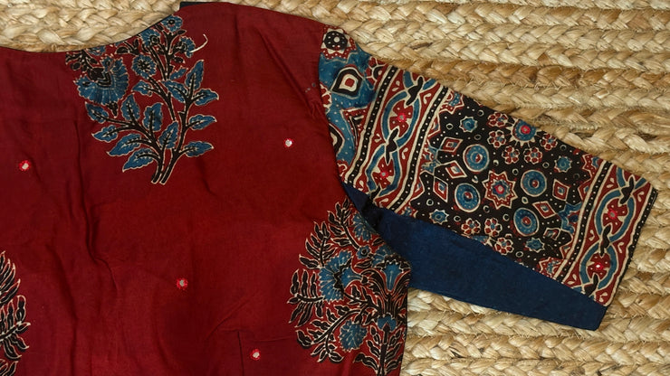 Blue modal silk blouse