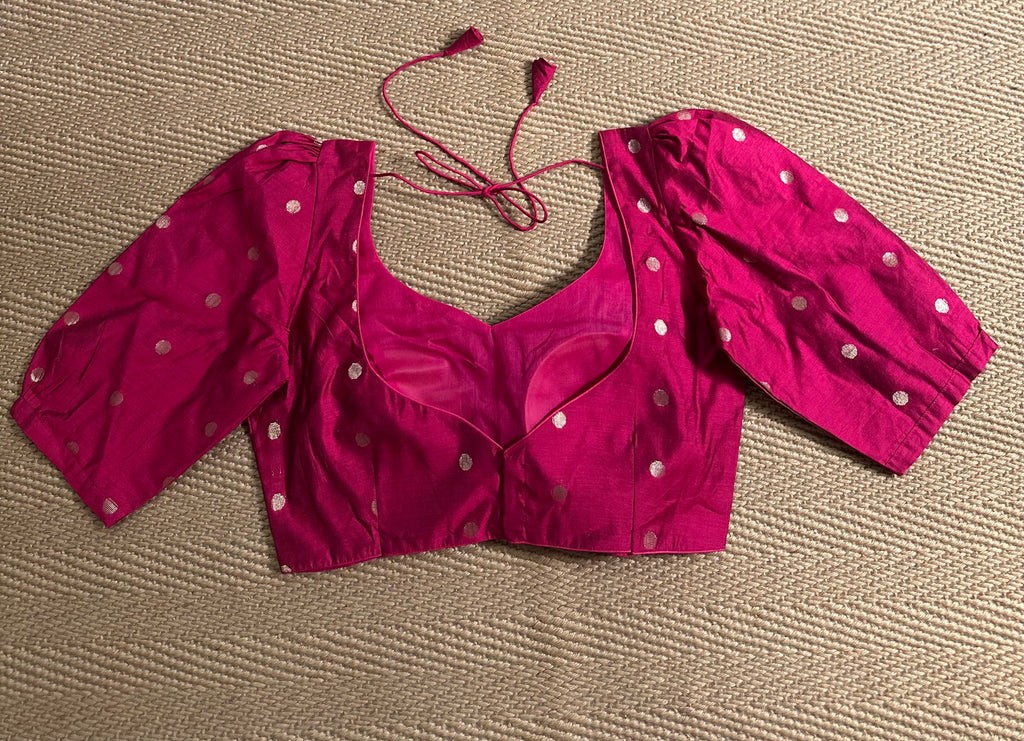Reddish maroon silk cotton blouse with sleeves