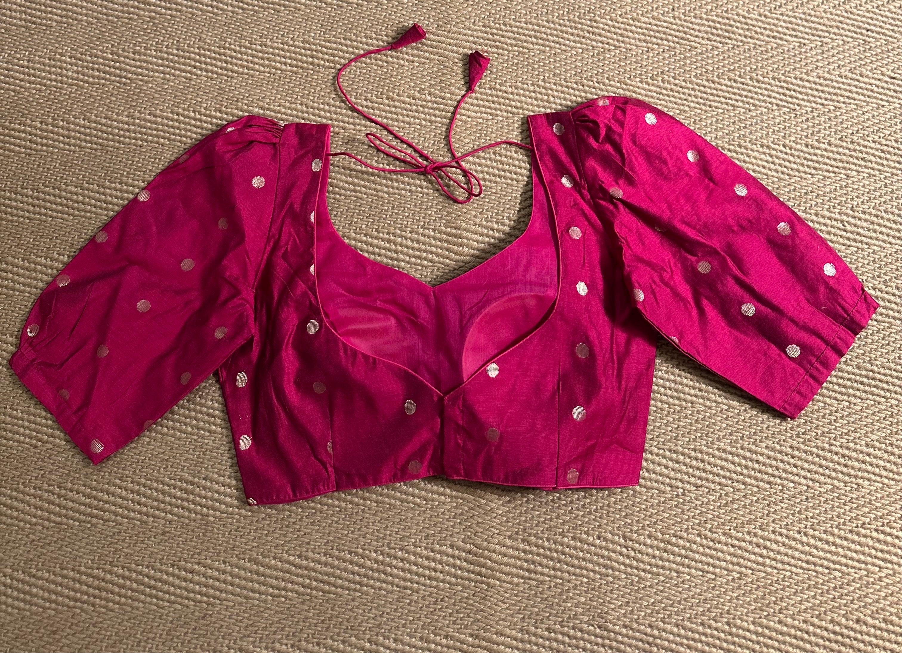 Reddish maroon silk cotton blouse with sleeves