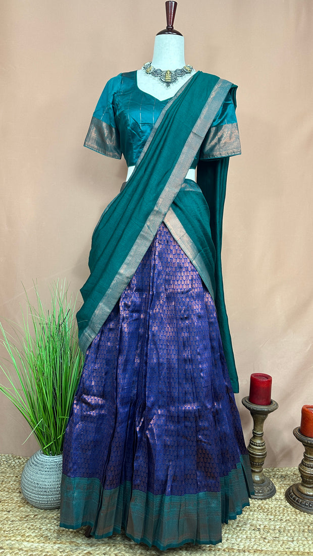 Semi silk brocade dhavani