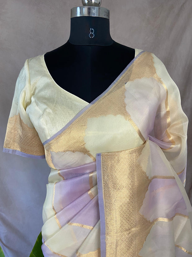 Organza silk saree with stiched blouse