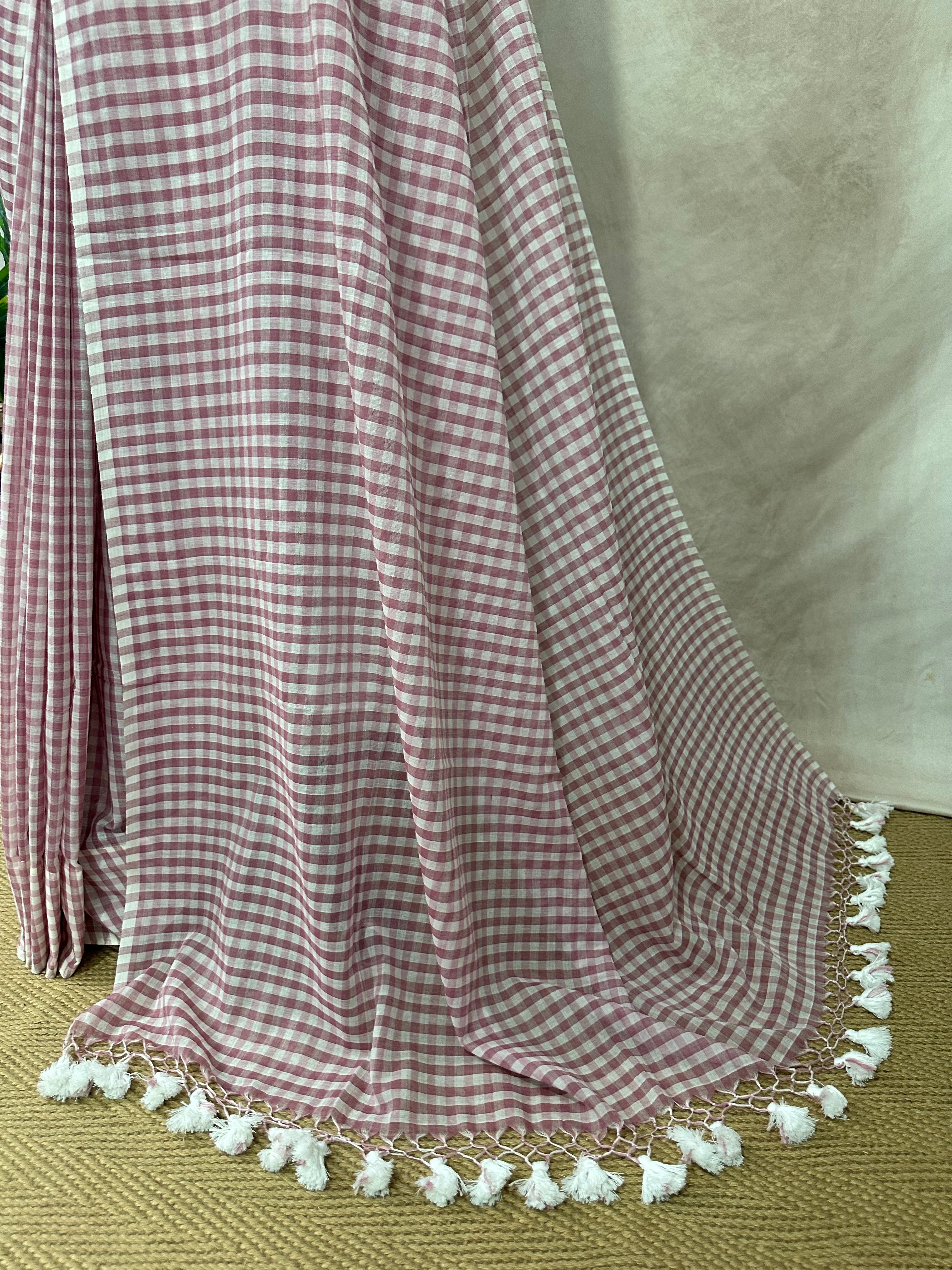 Mul cotton check saree