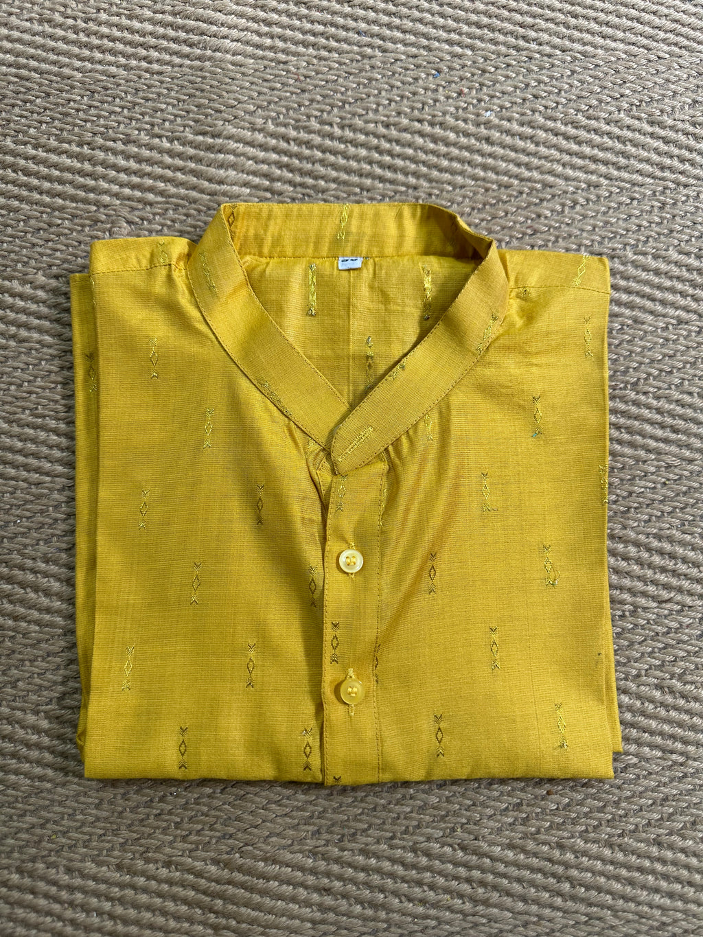 Mango yellow cotton silk long kurta