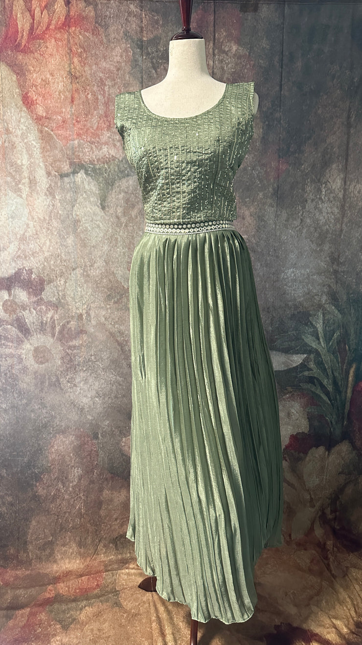 Olive green lehanga with shrug