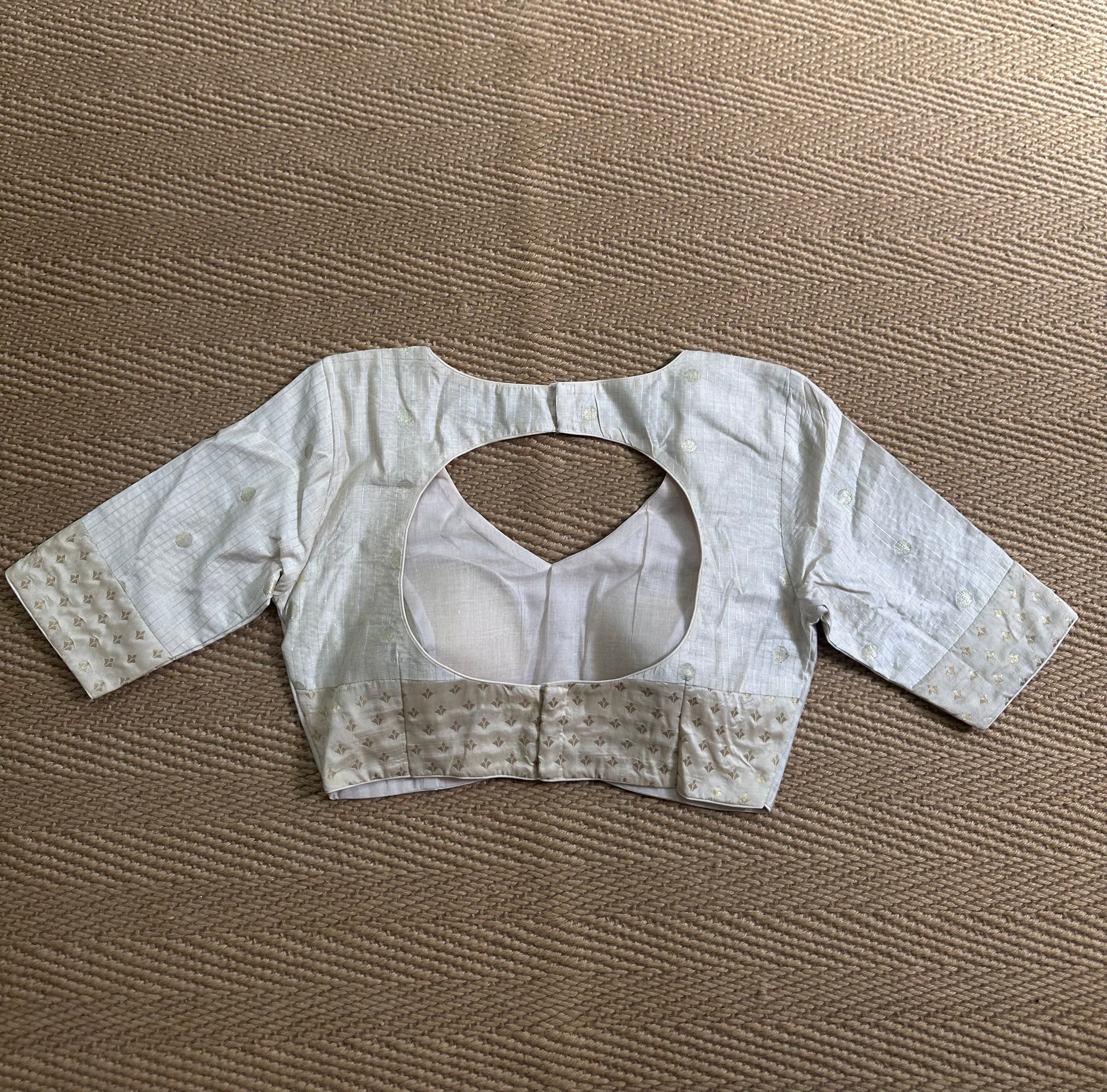 Off white silk cotton blouse with sleeves