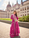 Pink long top with flared pallazo