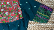 Green blouse with kalamkari and kanta patch work