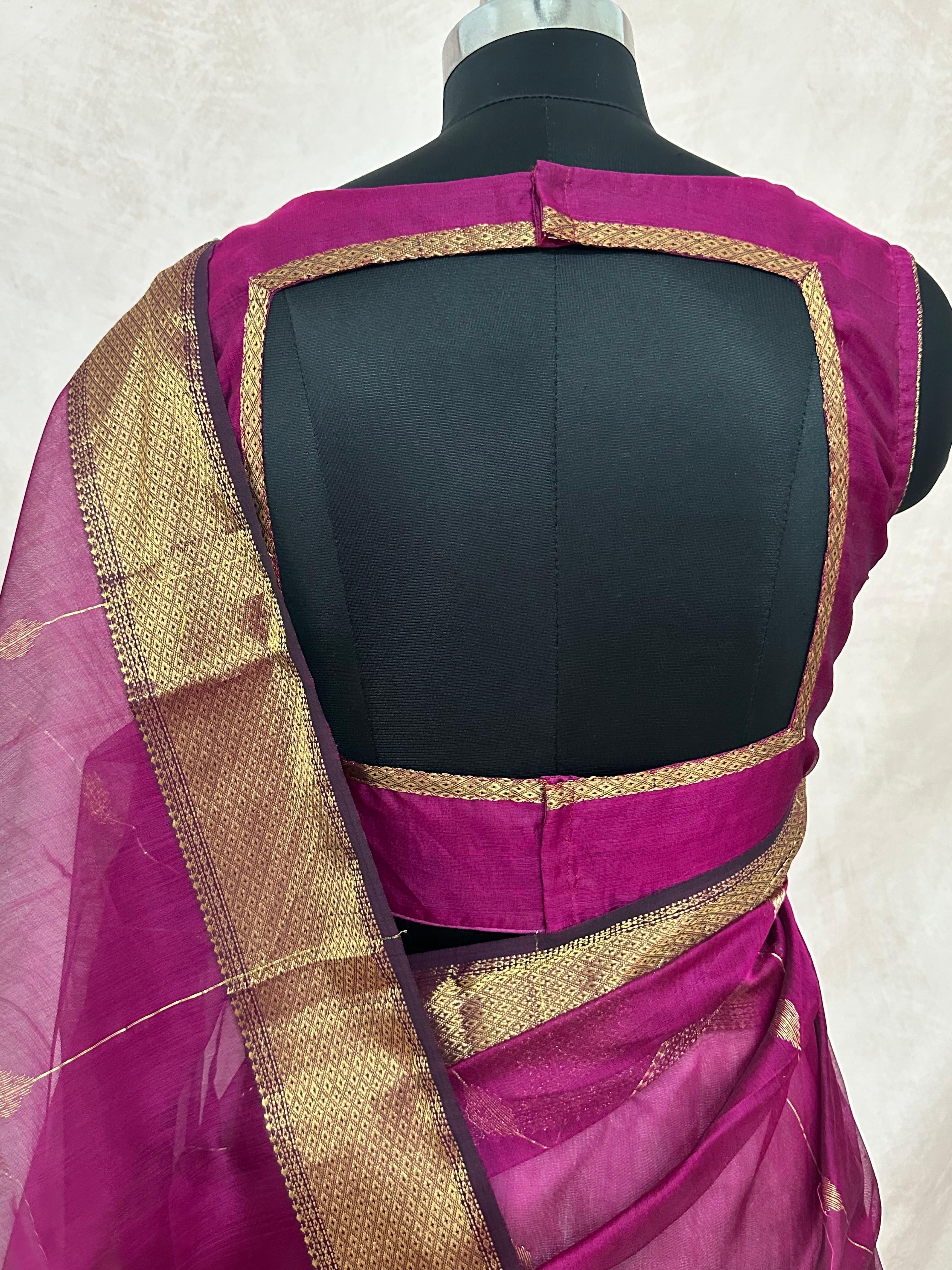 Maheshwari silk saree with stitched blouse