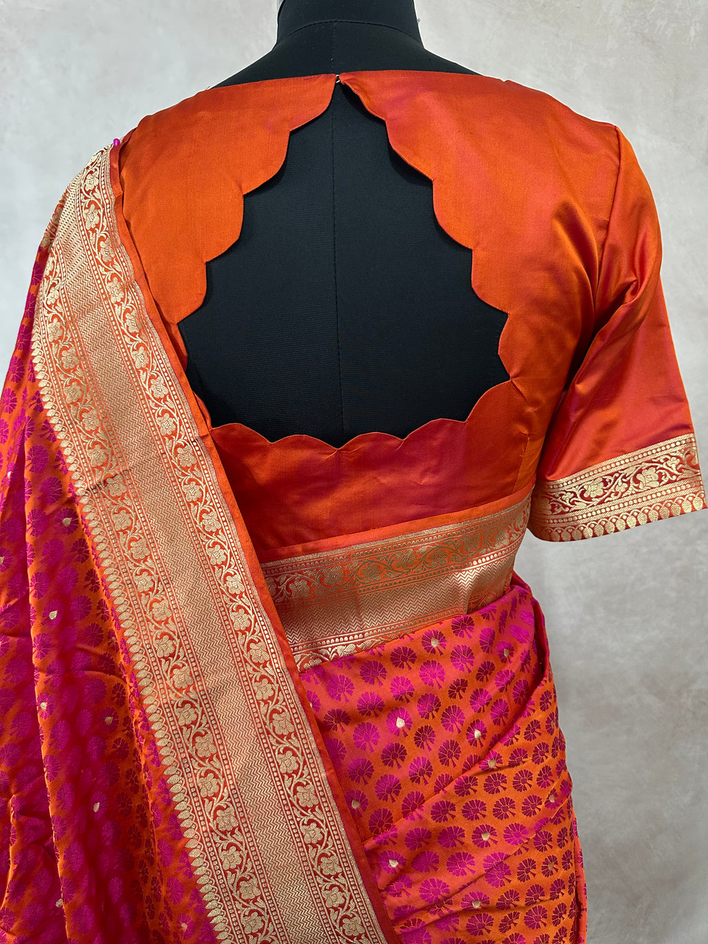 Banarasi Tanchoi Silk Saree with stitched blouse