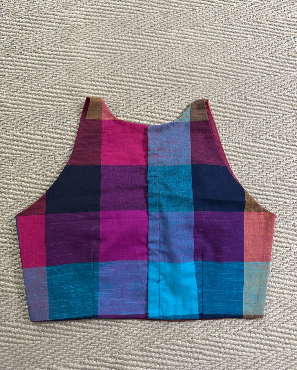 Madrass kattam sleeveless cotton blouse, back open