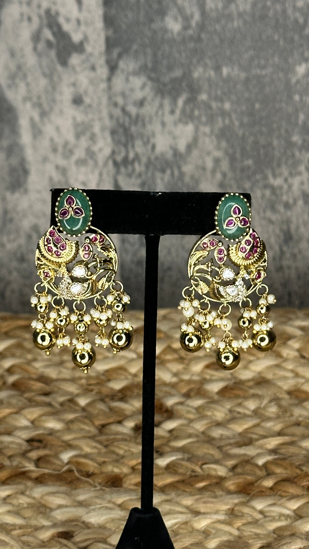 Designer replica Necklace with mint green stone and earring