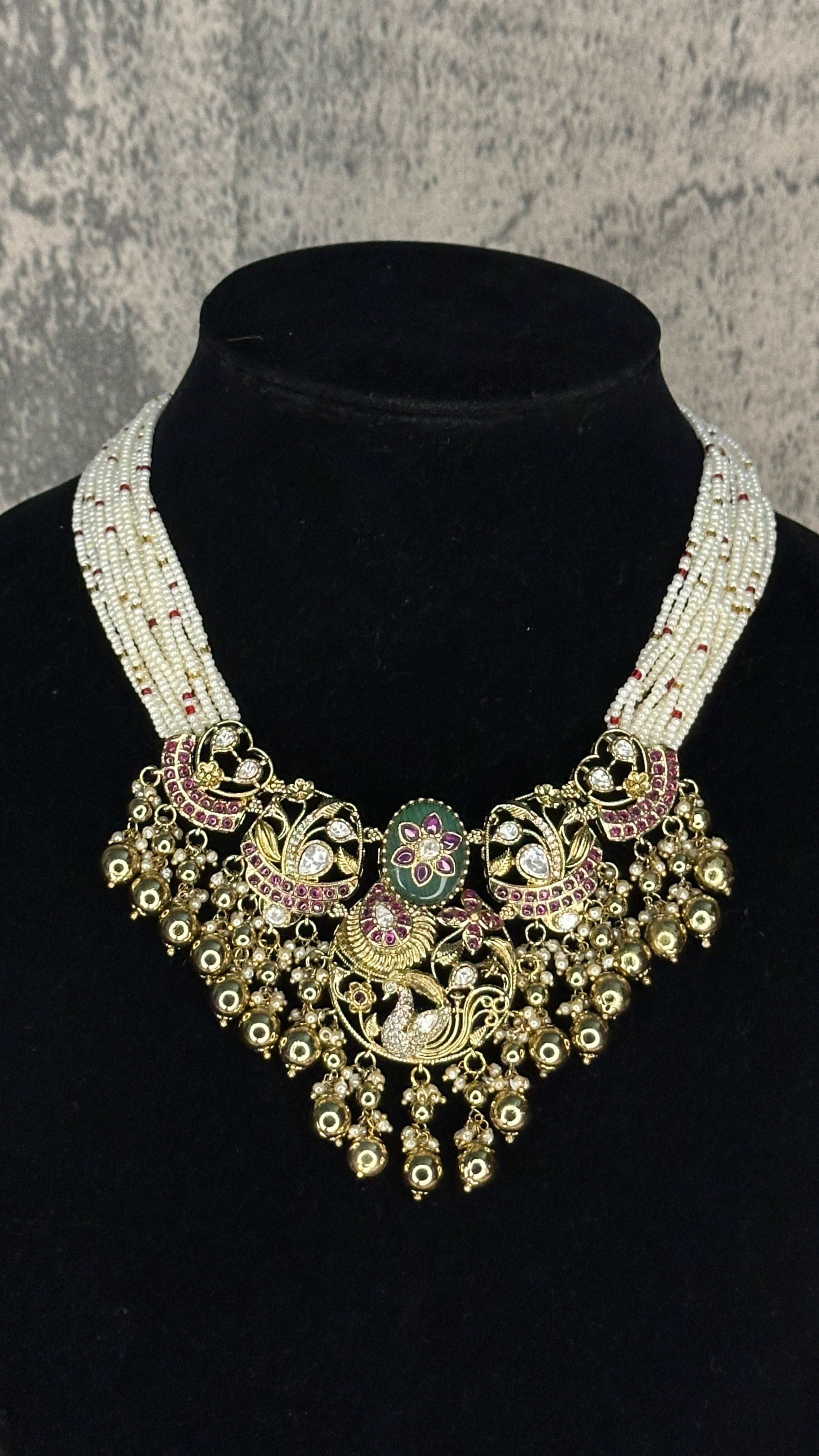 Designer replica Necklace with mint green stone and earring