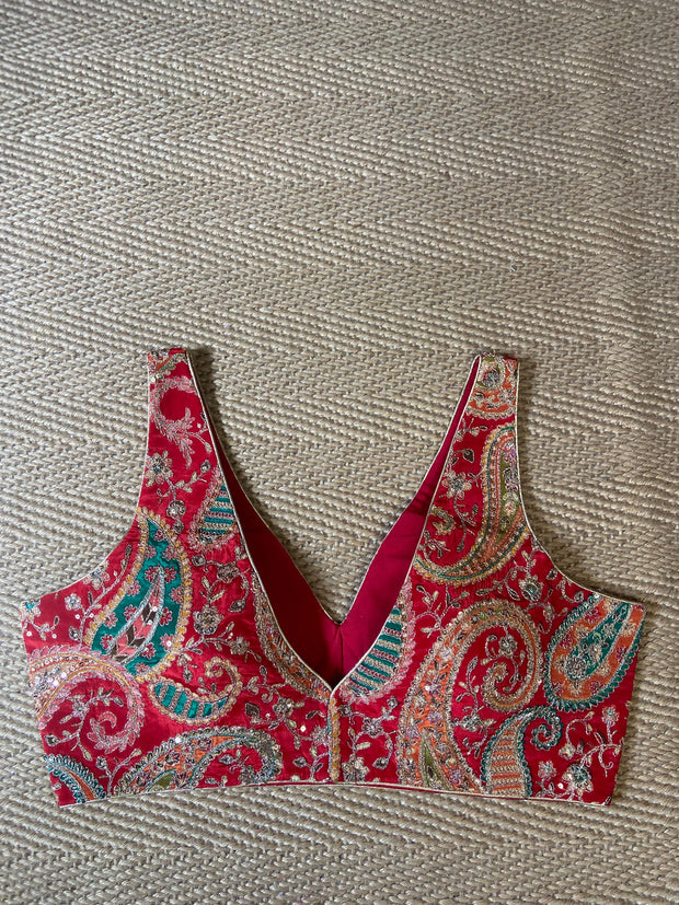 Red tissue silk blouse