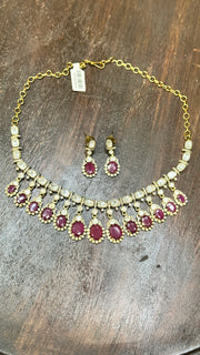 Necklace with moissanite stone, with earring