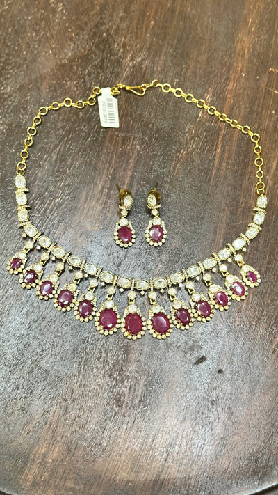 Necklace with moissanite stone, with earring