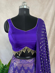 Purple Banarsi silk lehanga