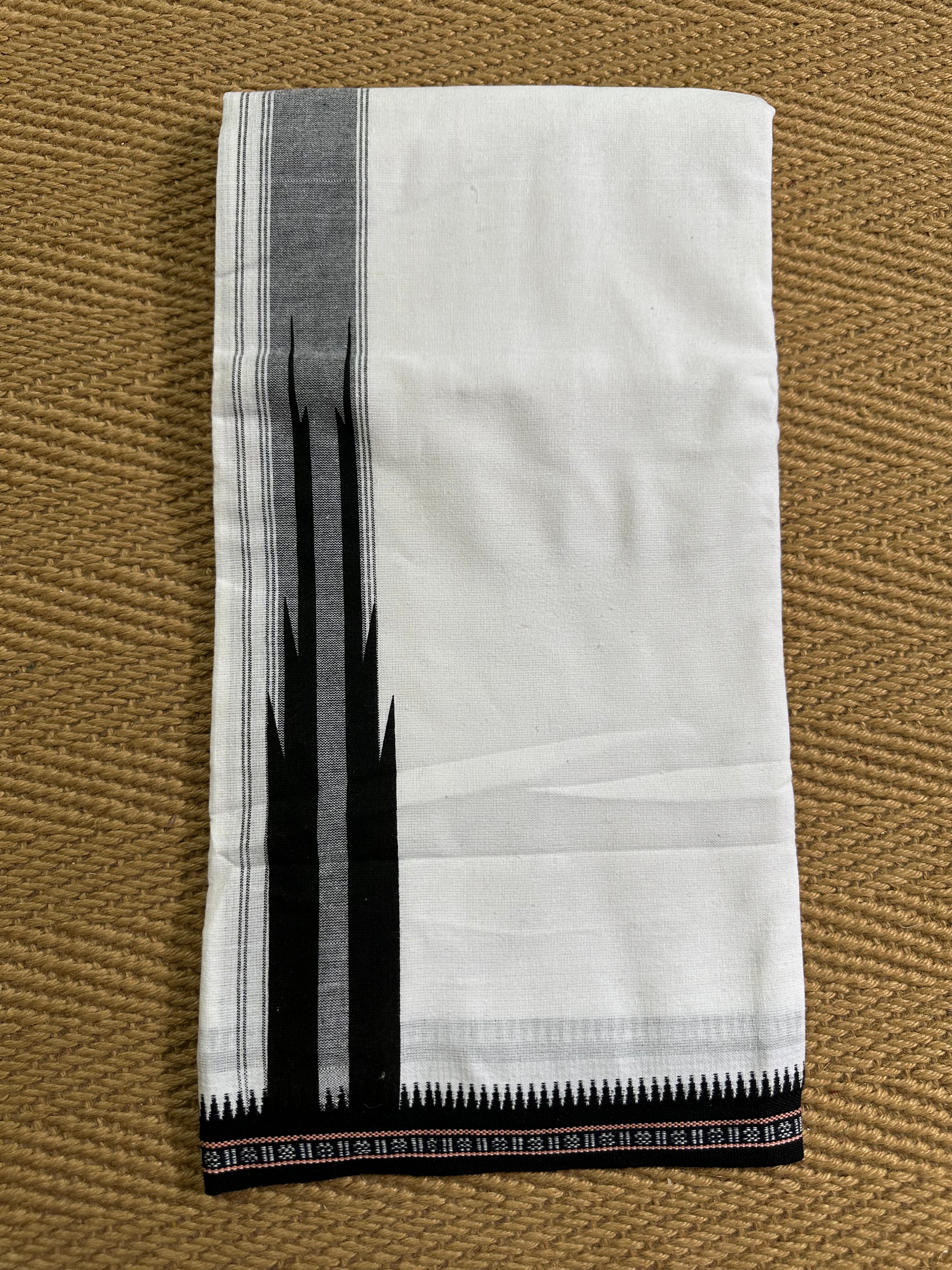 White cotton dhothi with black border