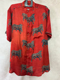 Ajrakh handblock printed Mandarin colar shirts in pure modal silk