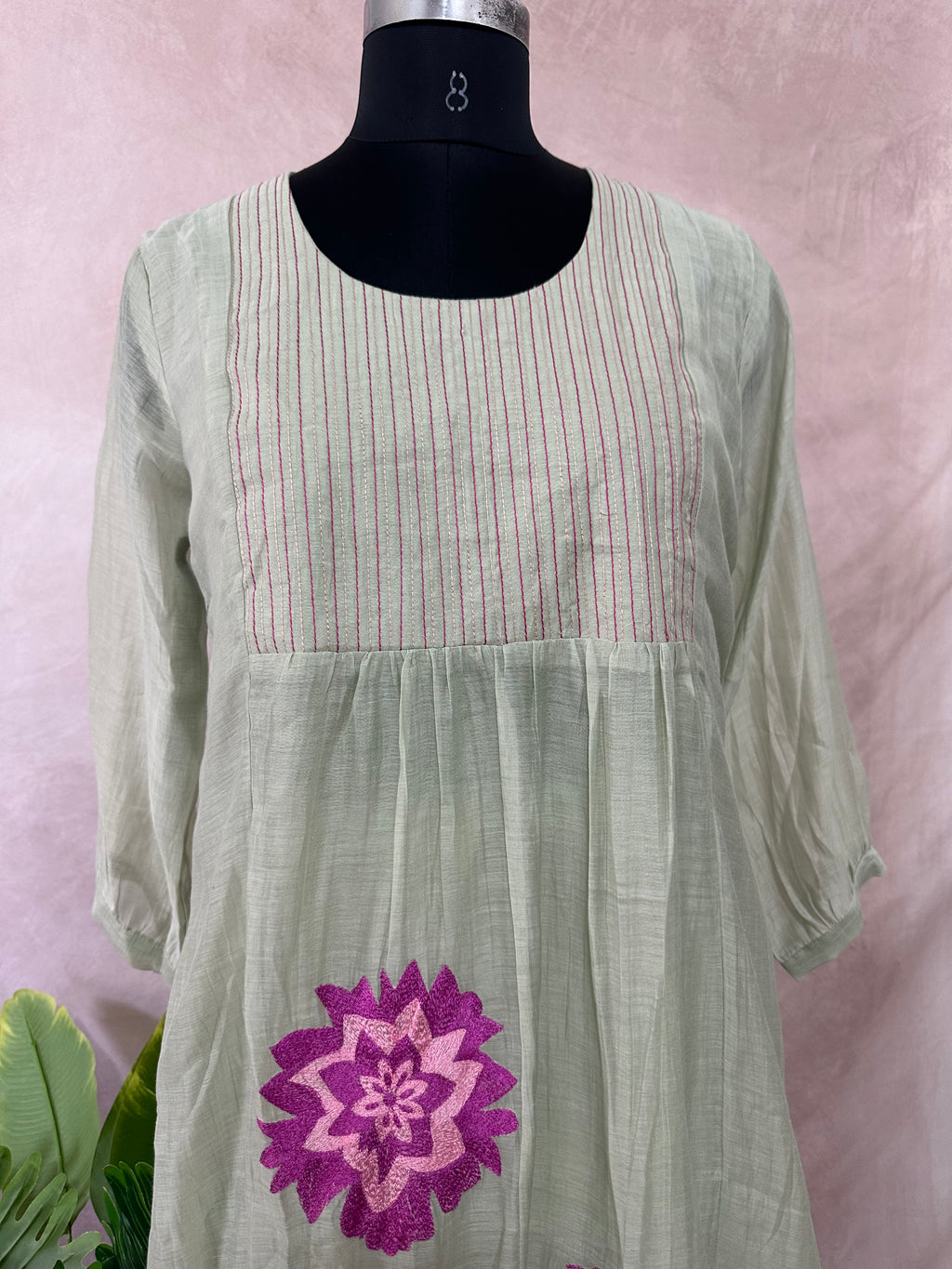 Chanderi silk dress with embroidery