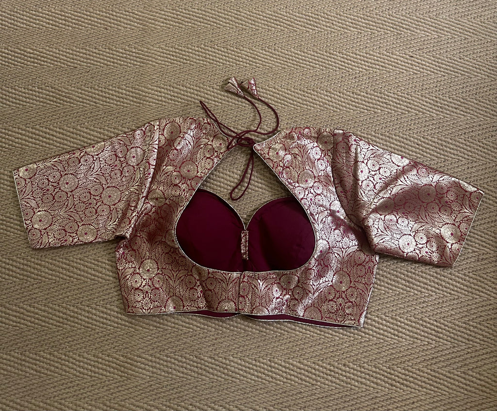 Maroon Banarsi brocade blouse