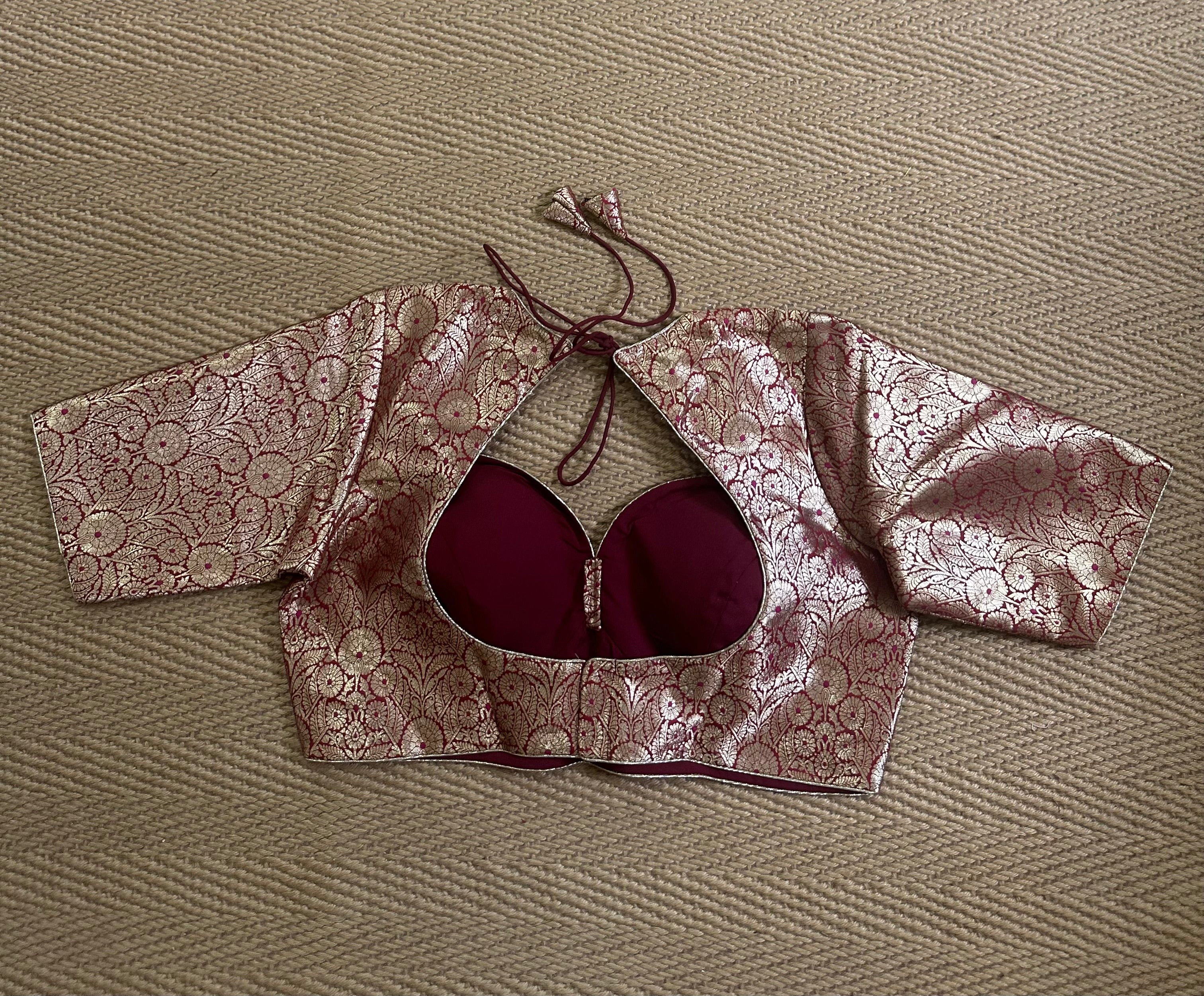 Maroon Banarsi brocade blouse