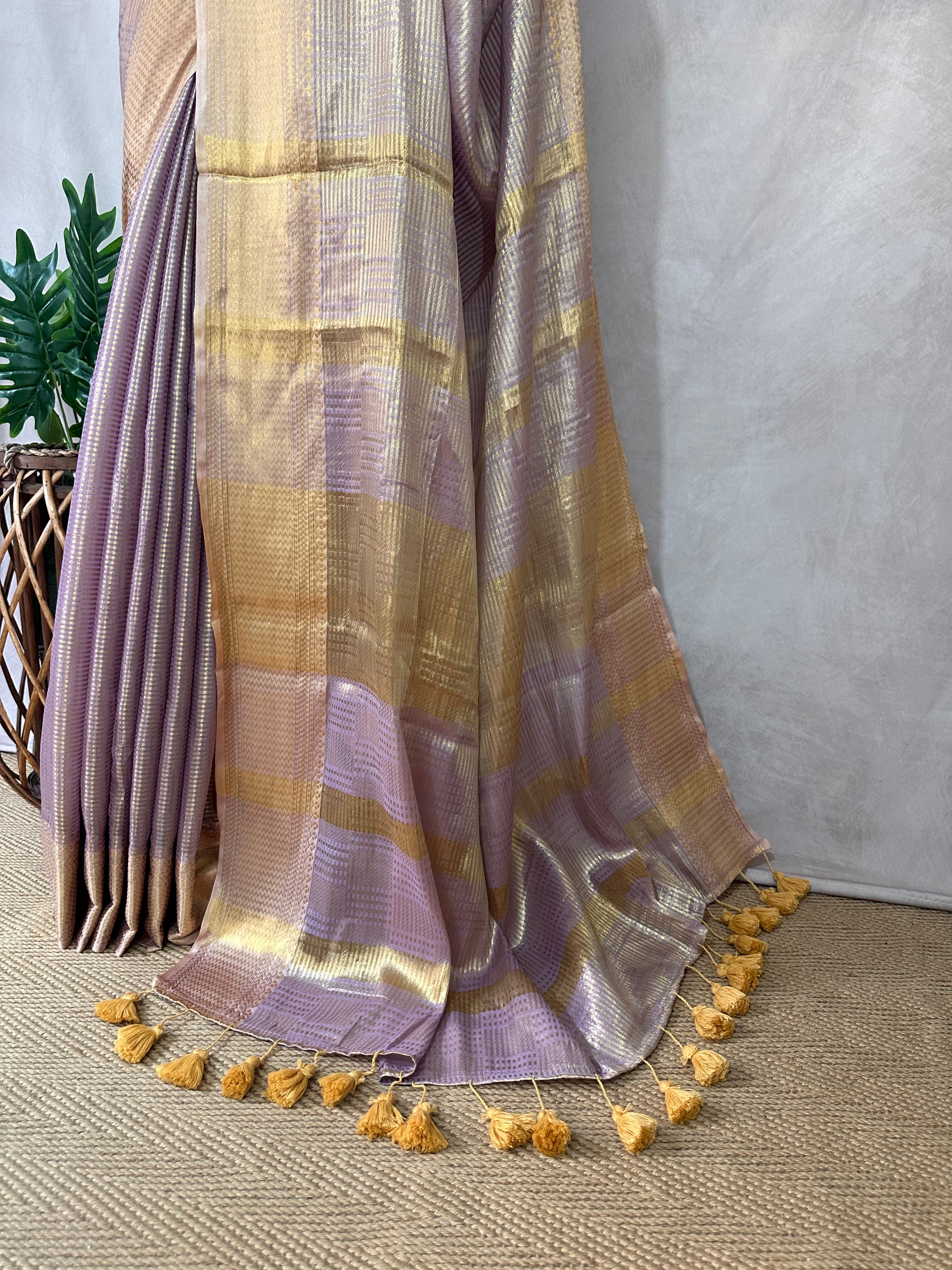 Modal tissue saree with stitched blouse