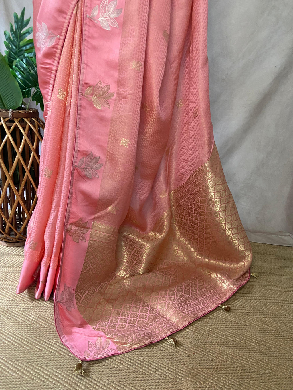 Semi banarsi silk saree with stitched blouse