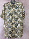 Ajrakh handblock printed Mandarin colar shirts in pure modal silk