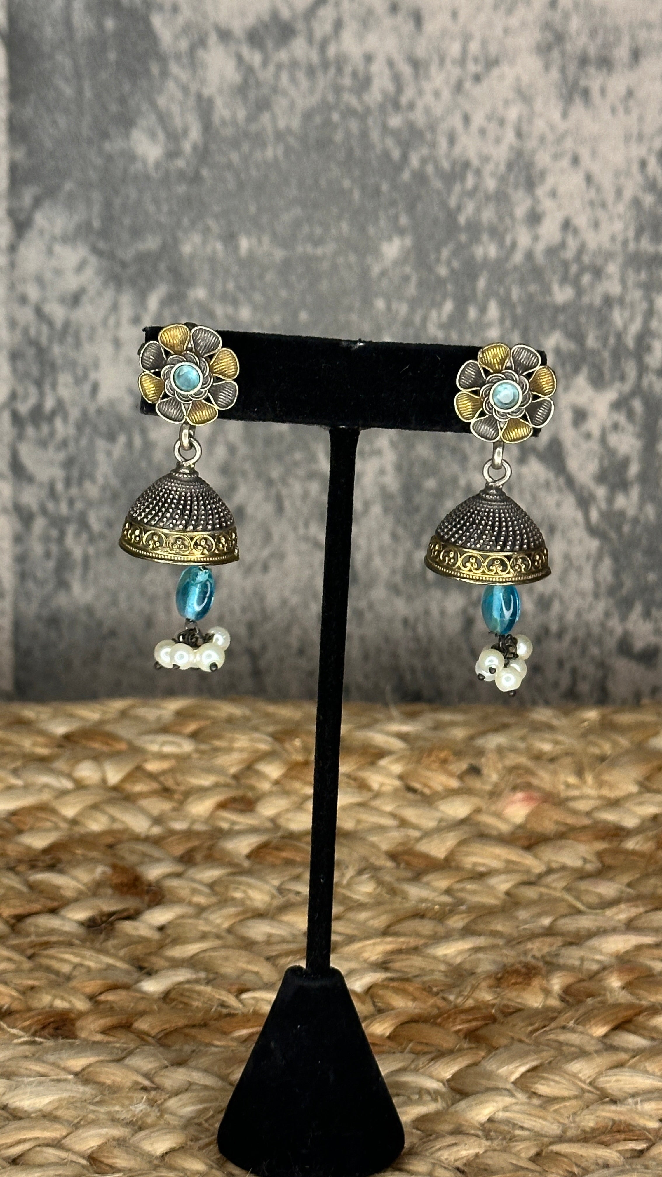 Dual tone necklace with jhumka