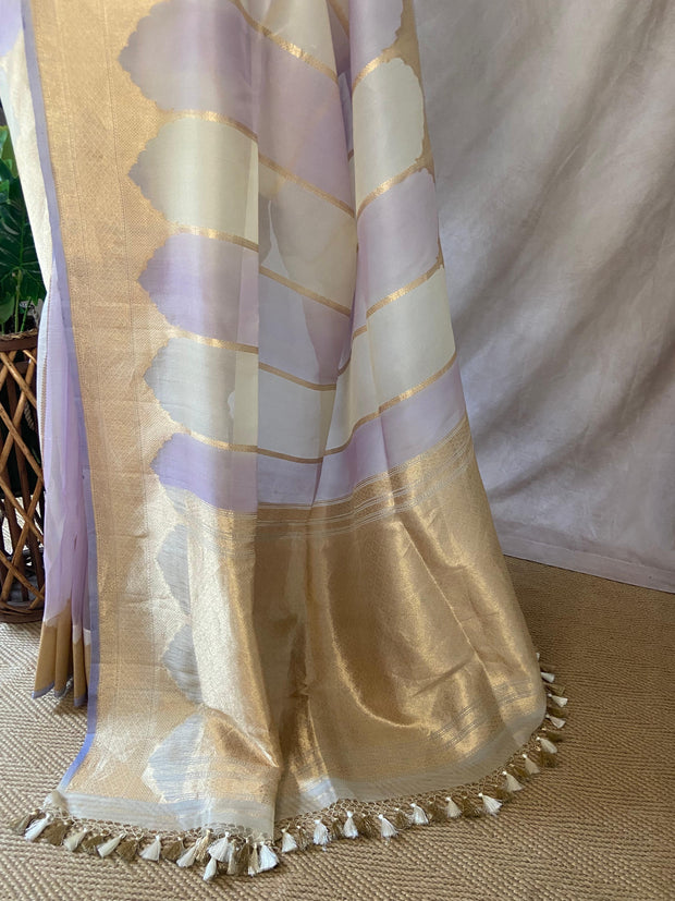 Organza silk saree with stiched blouse