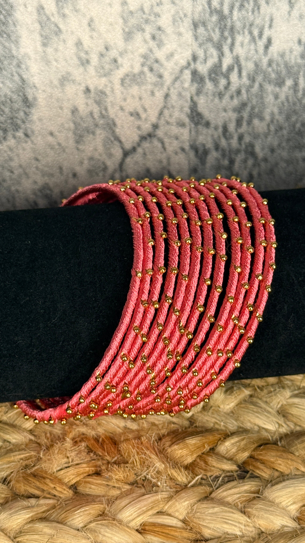 Pink thread bangle set (12 number)- 2.8