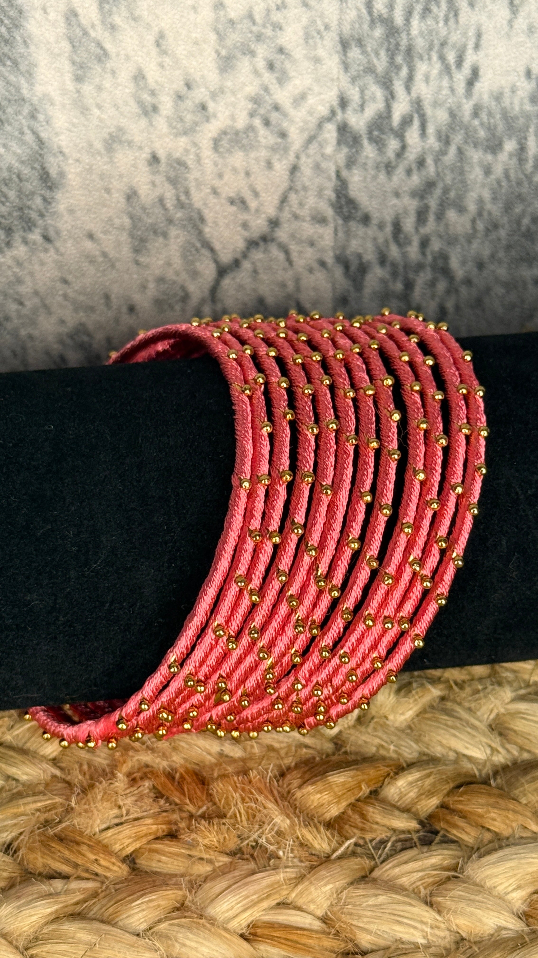 Pink thread bangle set (12 number)- 2.8