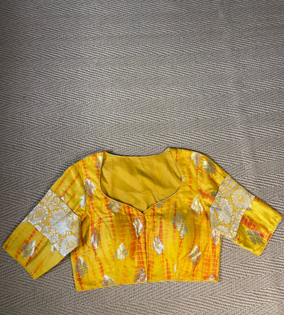 Yellow brocade blouse