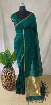Green Katan Chanderi saree with BP