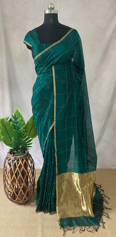 Green Katan Chanderi saree with BP
