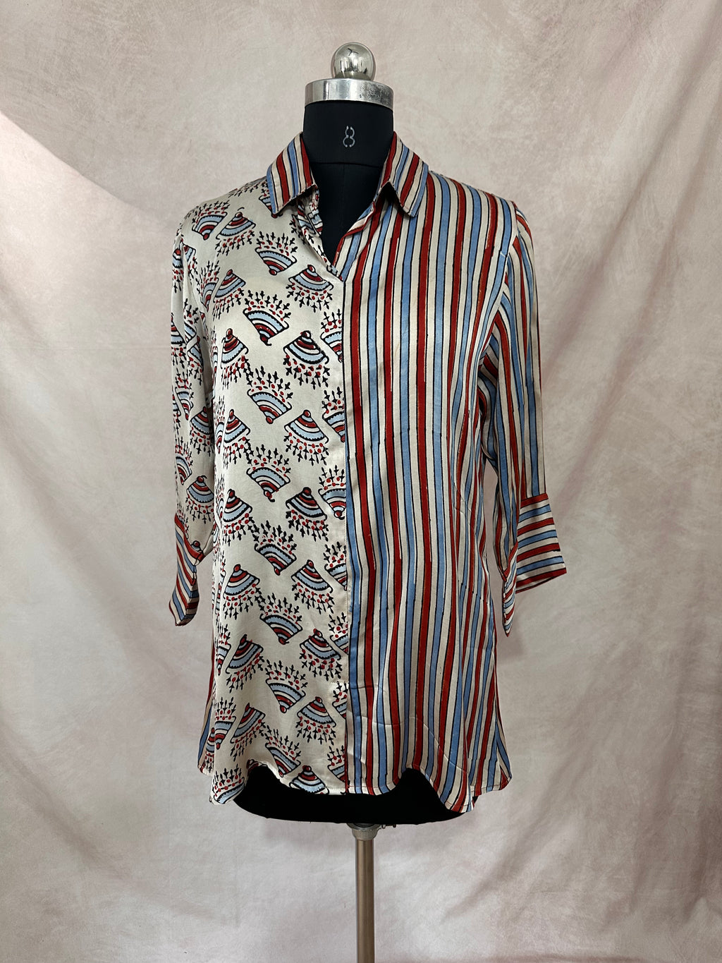 Pure Modal silk shirt with hand block print