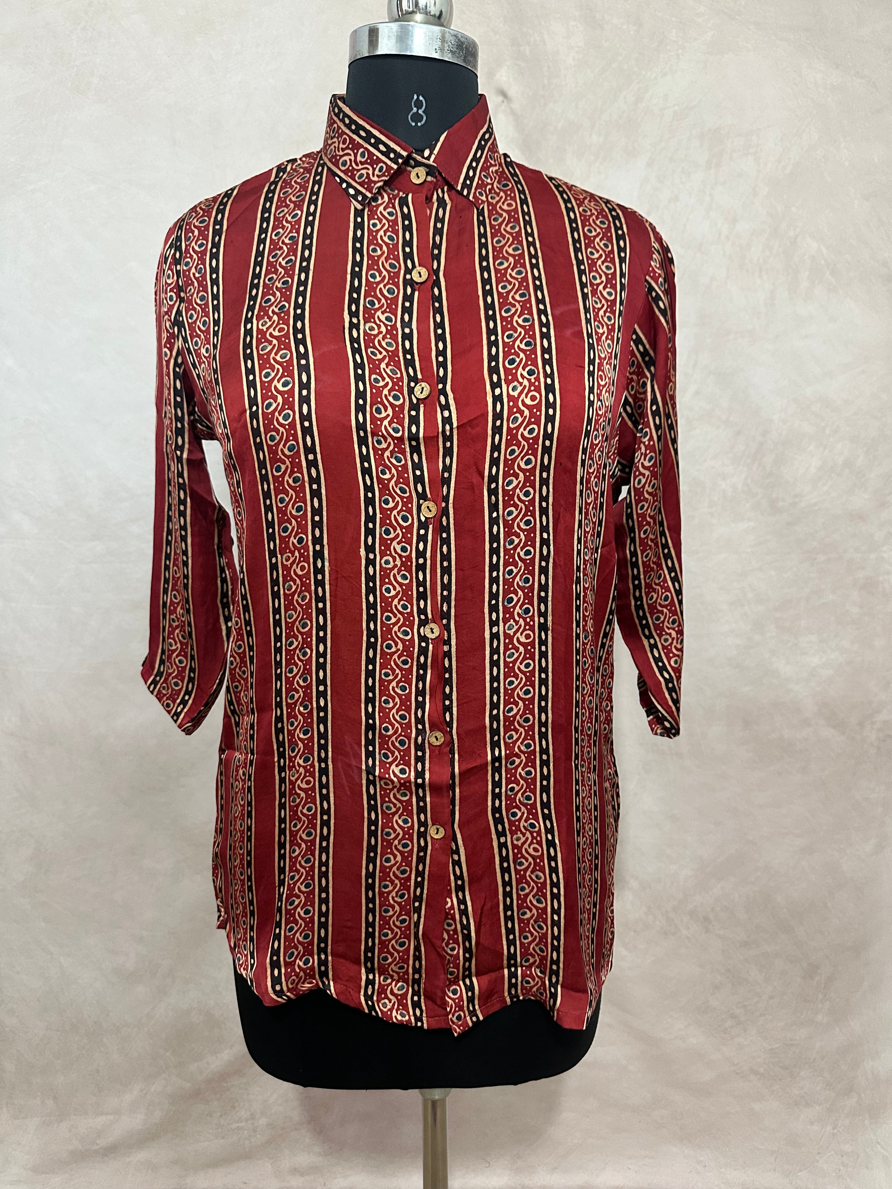Pure Modal silk shirt with hand block print