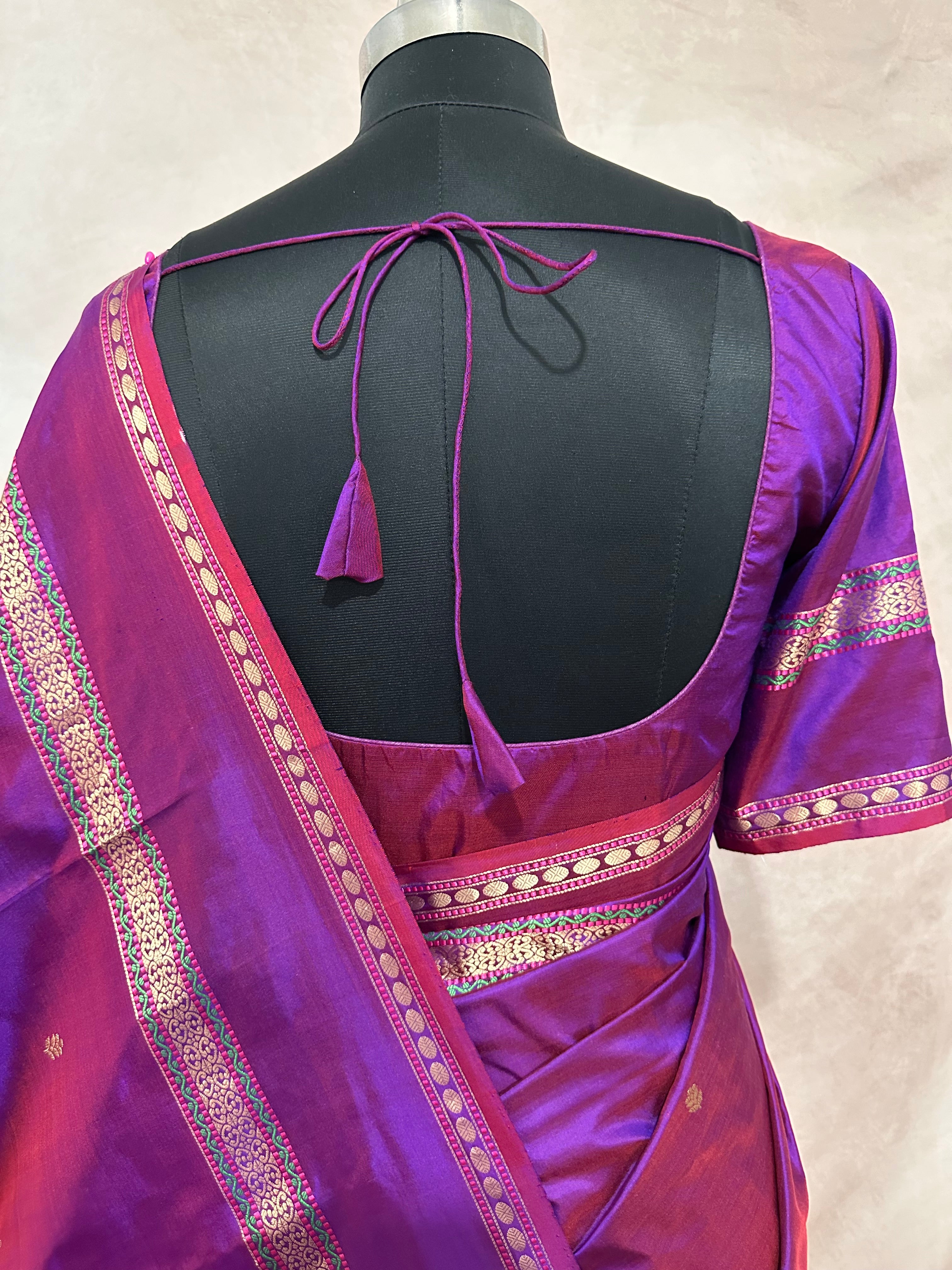 Handloom Pure katan banarsi soft silk saree with stitched blouse