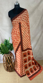 Vanaspati Ajrakh cotton sarees with hand block print with natural dye