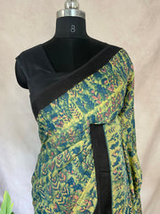 Nashpal Tussar by modal silk saree with hand block print with natural dye, with BP