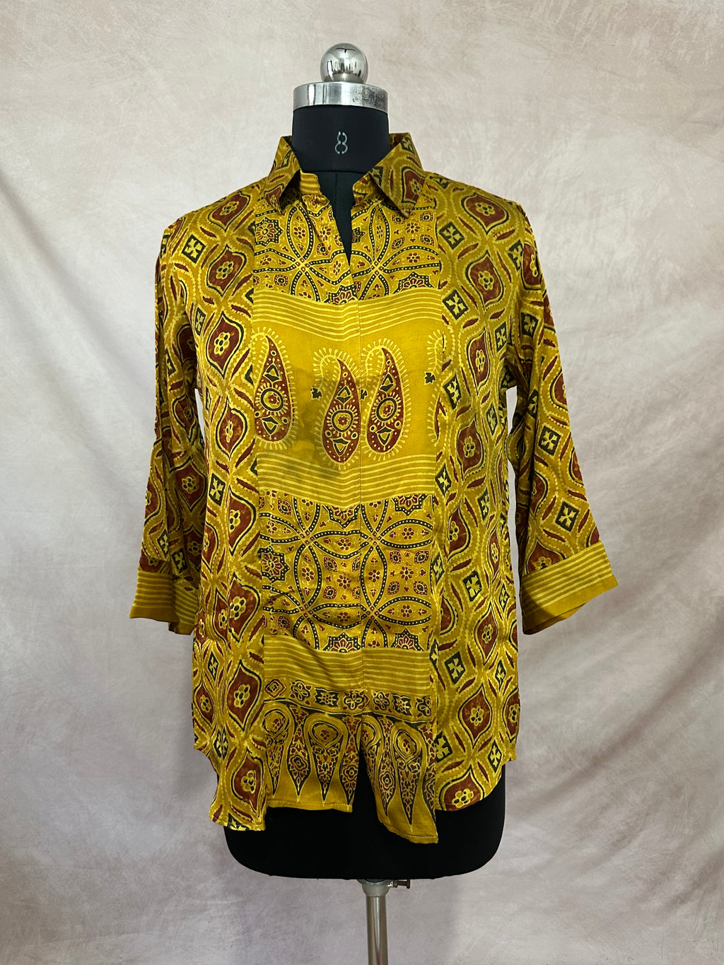 Pure Modal silk shirt with hand block print