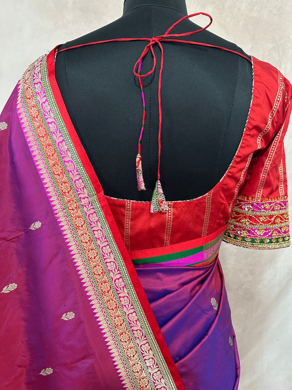 Katan banarsi saree with designer blouse