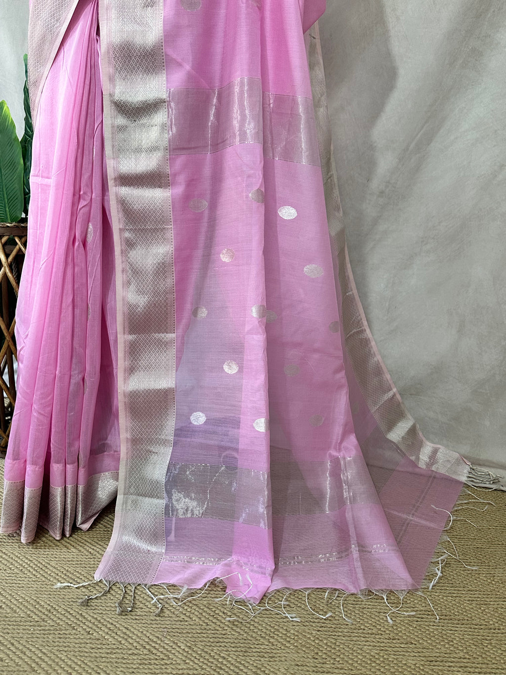 Maheshwari silk saree with stitched blouse
