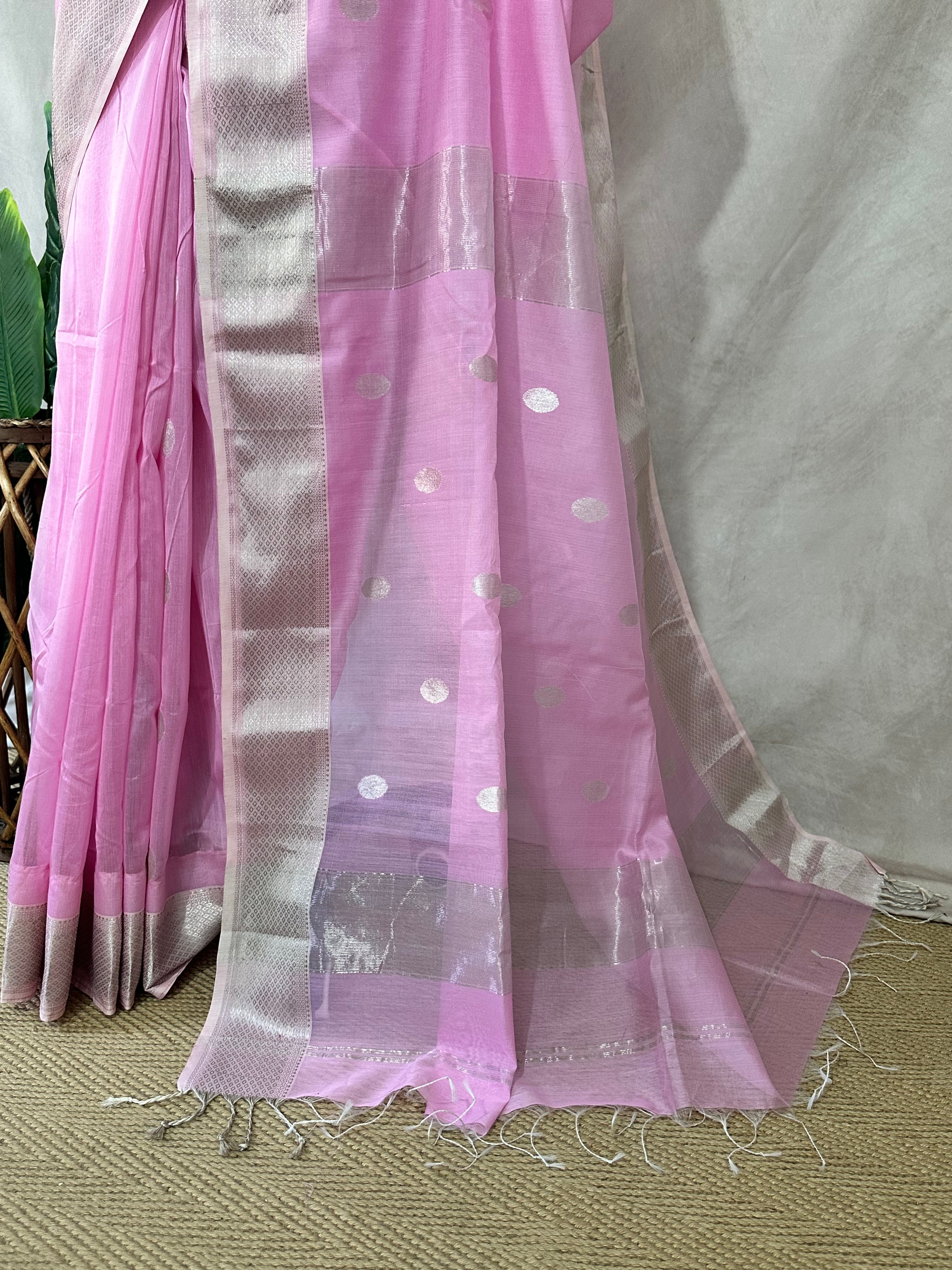 Maheshwari silk saree with stitched blouse