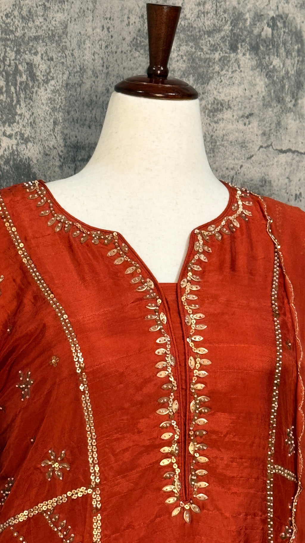 Orange tissue silk kurti set