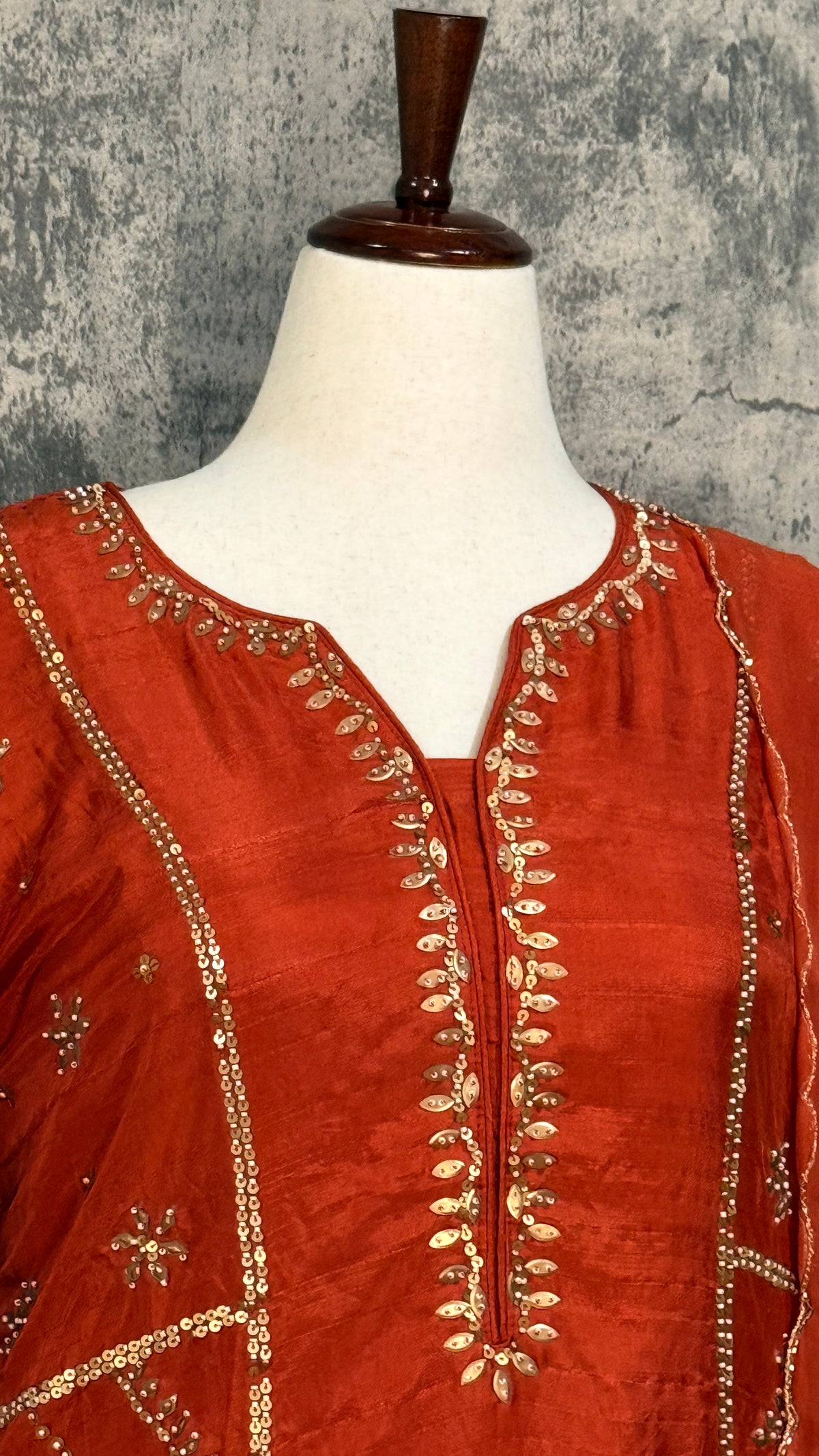 Orange tissue silk kurti set