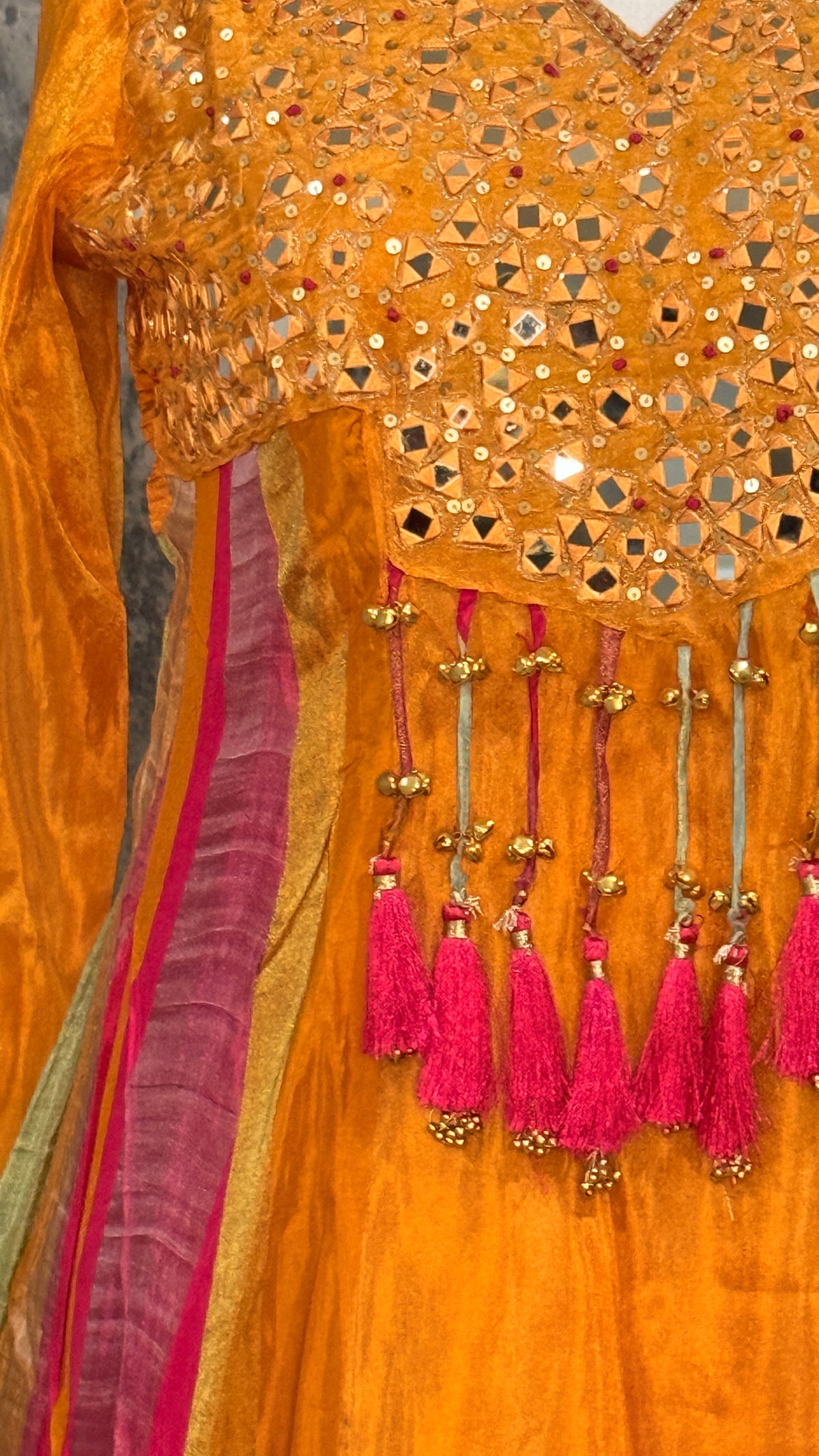Orange designer kurti set