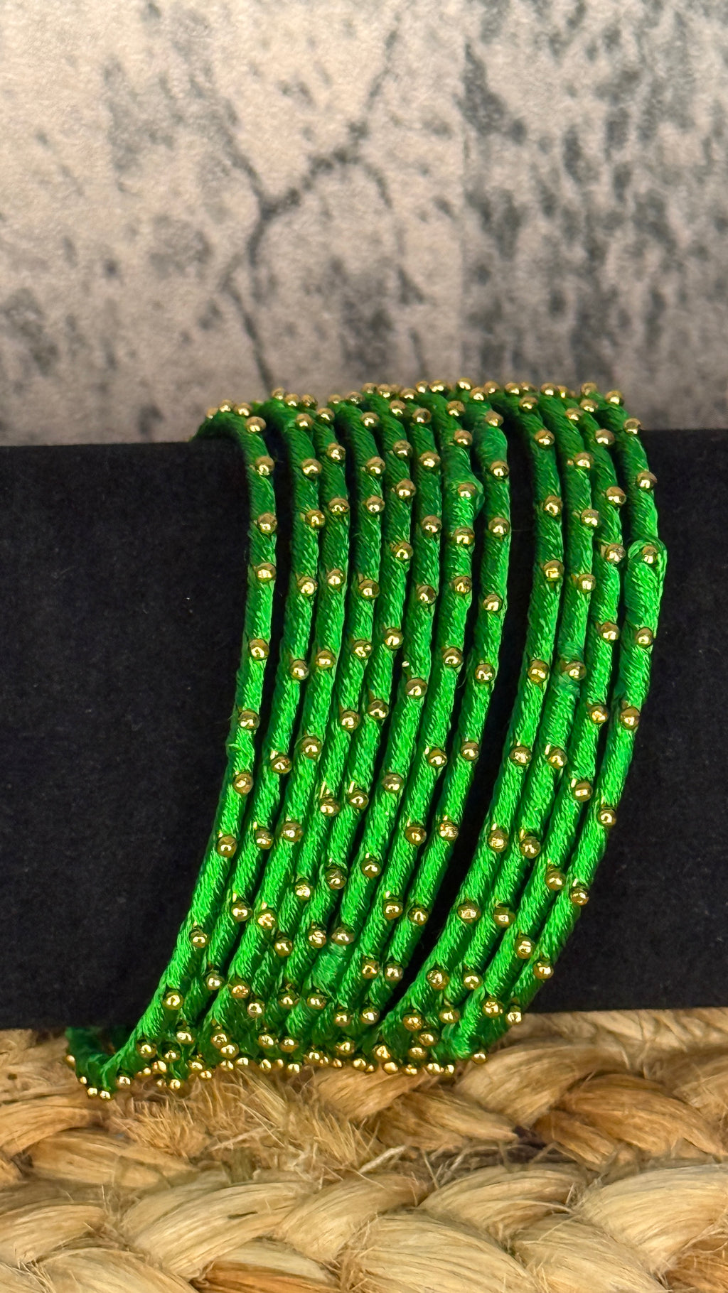 Green thread bangle set (12 number)- 2.4