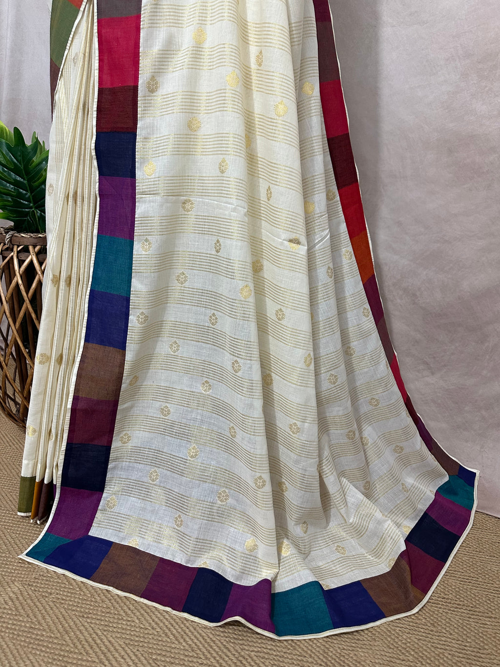 Madras kattam set saree with stitched blouse